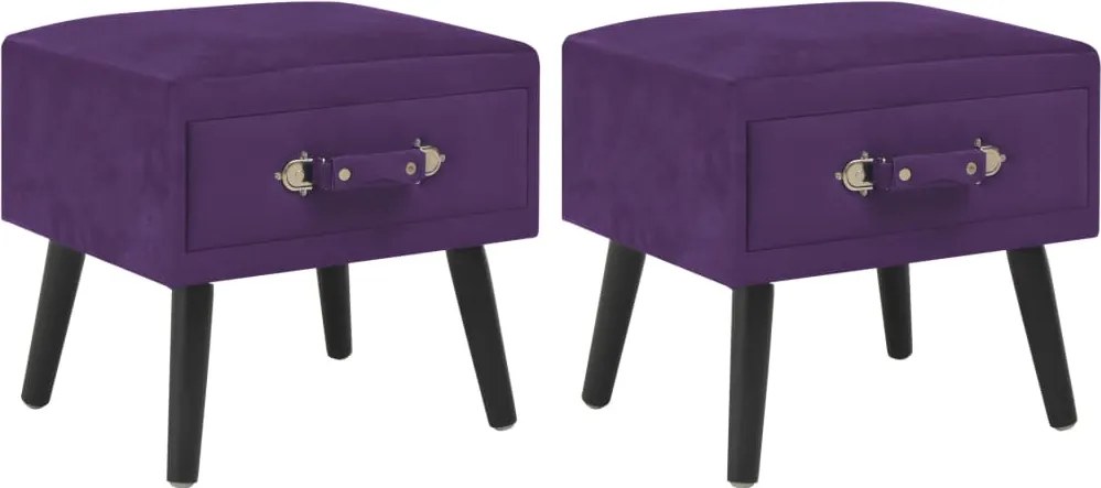 276385 vidaXL Нощни шкафчета, 2 бр, тъмнолилави, 40x35x40 см, кадифе