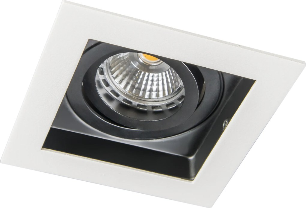 Комплект от 6 модерни вградени прожектора бели с черни регулируеми - Carree