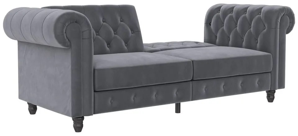 Тъмносив кадифен разтегателен диван 236 cm Felix – Støraa