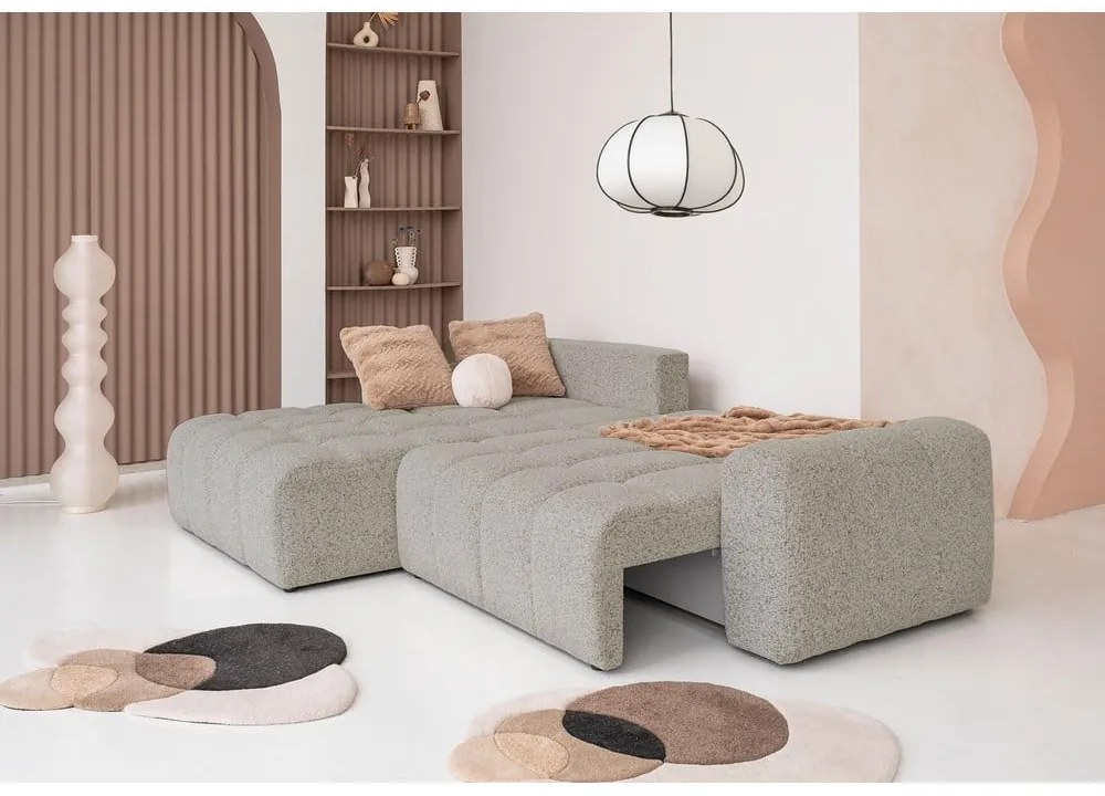 Светлокафяв разтегателен модулен ъглов диван с място за съхранение (ляв ъгъл) Lulu – Miuform