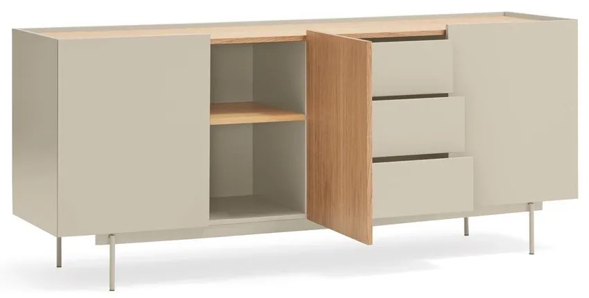 Нисък скрин в светлосиво и естествен дъб 180x78 cm Otto - Teulat