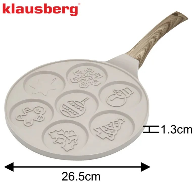 Тиган за палачинки Klausberg KB 7970, 26.5 см, 7 отделения, Незалепващо покритие, Индукция, Бежов