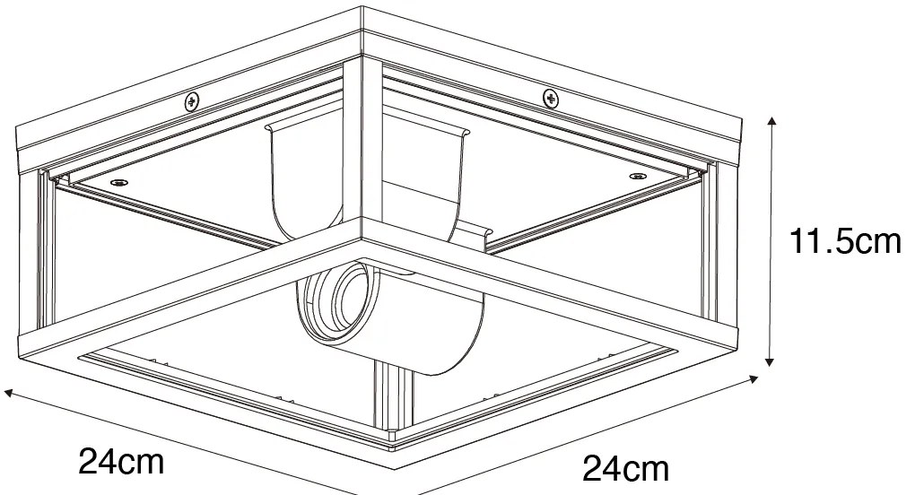 Таванна лампа черна с димно стъкло 2-светлина IP44 - Charlois