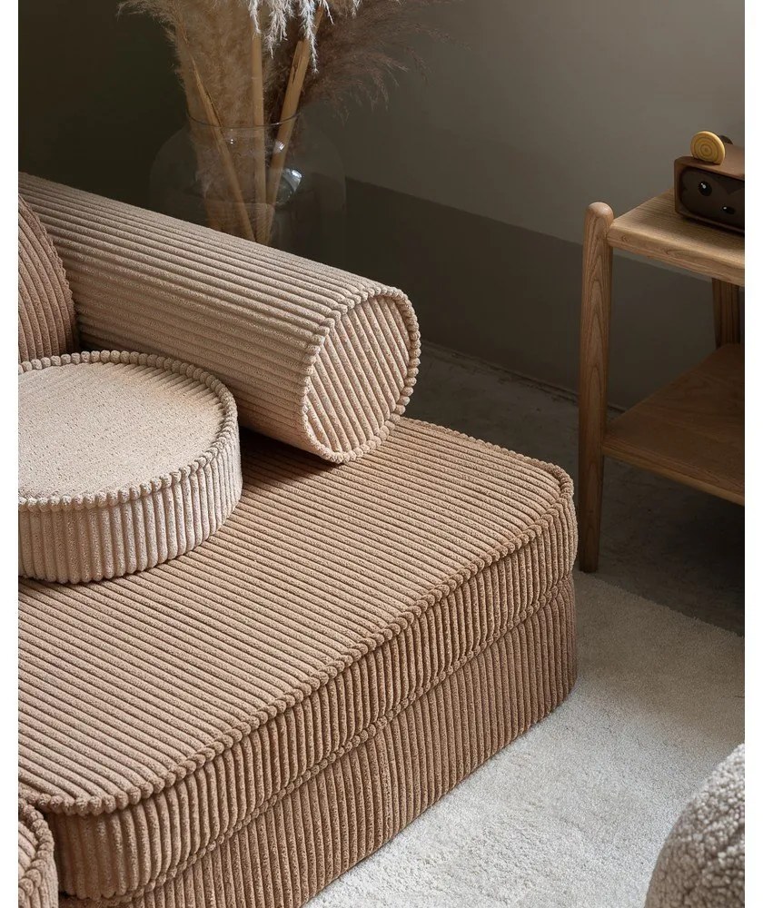 Светлокафяв детски диван от рипсено кадифе 132 cm Settee – Wigiwama