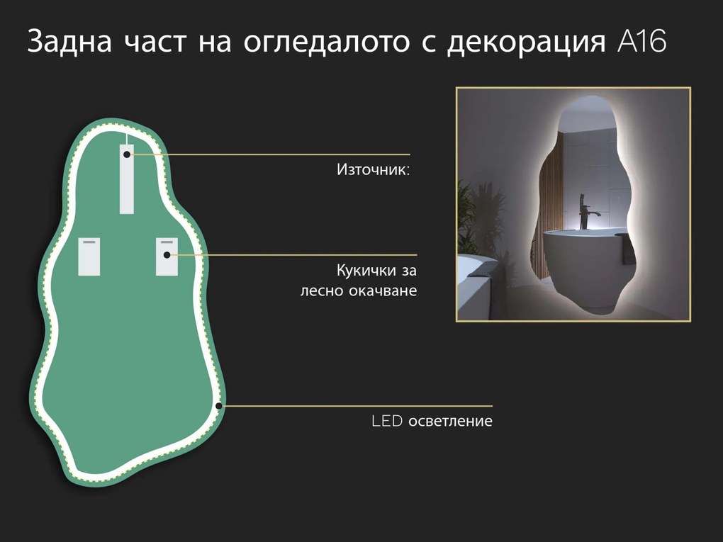 Огледало с органична LED подсветка A16 32x60