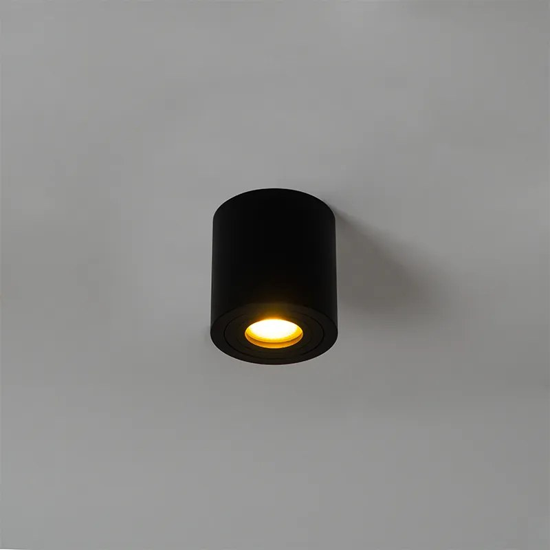 Модерен кръгъл прожектор за баня черен - Capa