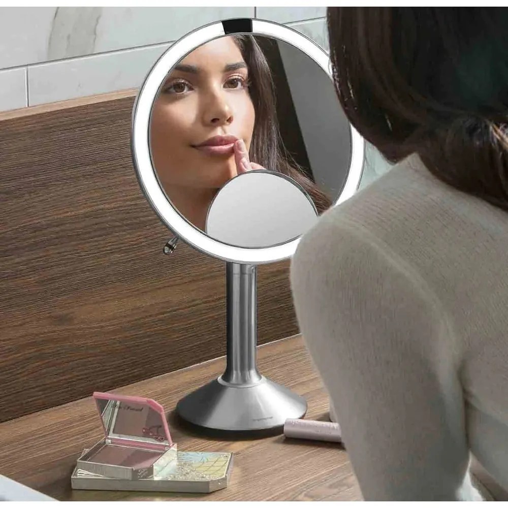 Козметично огледало със светлина/увеличително (5x) ø 20 cm Sensor Trio – simplehuman