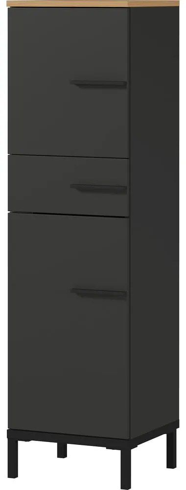 Тъмно сив шкаф за баня в дъбов декор 34x123 cm Yonkers - Germania