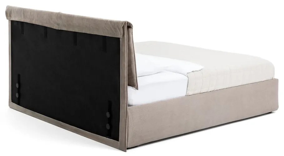 Сиво тапицирано двойно легло с място за съхранение и матрак с решетка 160x200 cm Thessa Pillow - Bonami Selection