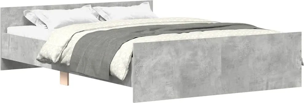 3203785 vidaXL Рамка за легло с горна и долна табла, бетонно сива, 140x190 см
