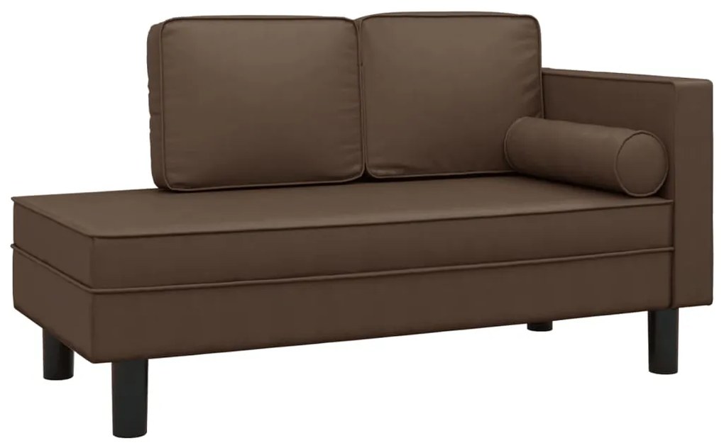 340697 vidaXL Кушетка с възглавници и болстер кафява изкуствена кожа
