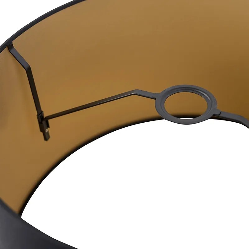 Абажур от памук черен 40/45/25 със златен интериор