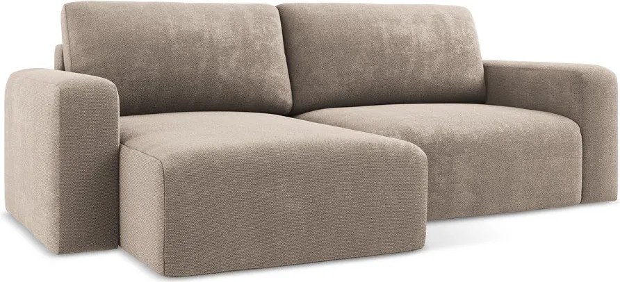 Бежов шенилов сгъваем/с място за съхранение ъглов диван (ляв ъгъл) Kona – Makamii