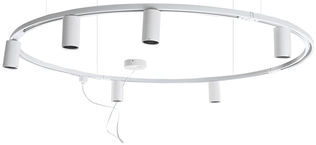 Модерна окачена релсова система за осветление с 6 прожектора, бяла, 1-фазна GU10 50mm - Iconic Ruby Honey