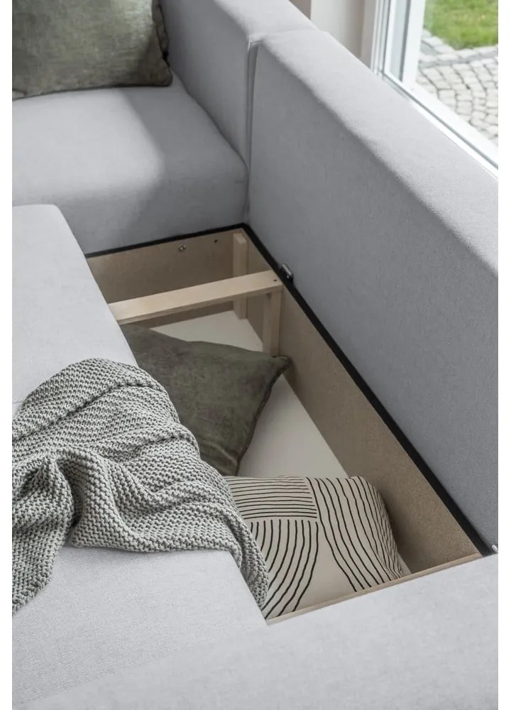 Светлосив ъглов разтегателен диван (променлив) Homely Tommy - Miuform