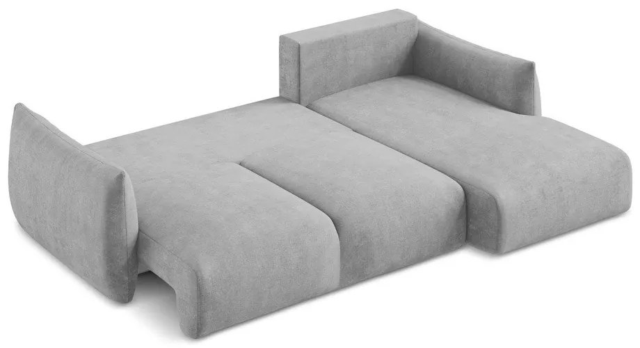 Светлосив шенилов сгъваем ъглов диван (десен ъгъл) Leila – Makamii