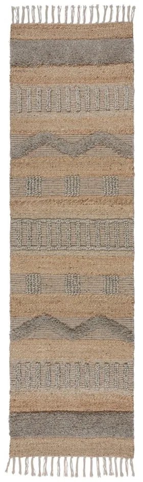 Пътека в светлосиво и естествен цвят 60x230 cm Medina - Flair Rugs
