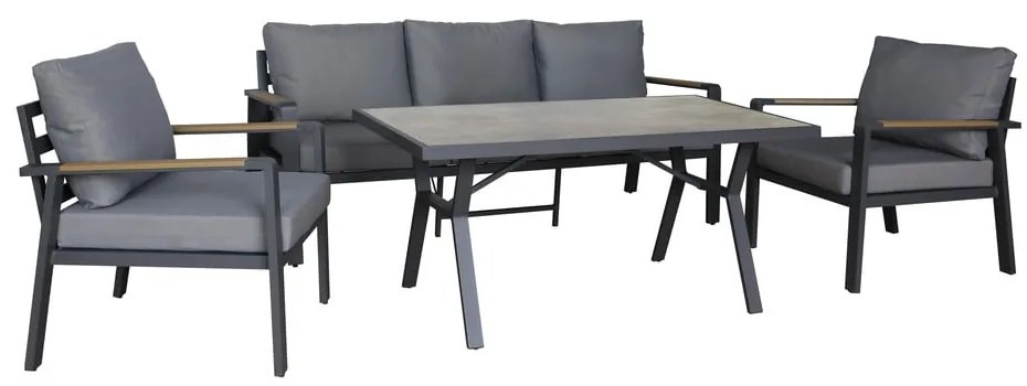 Тъмносиво метално градинско кресло Sibiu Duo – Rojaplast