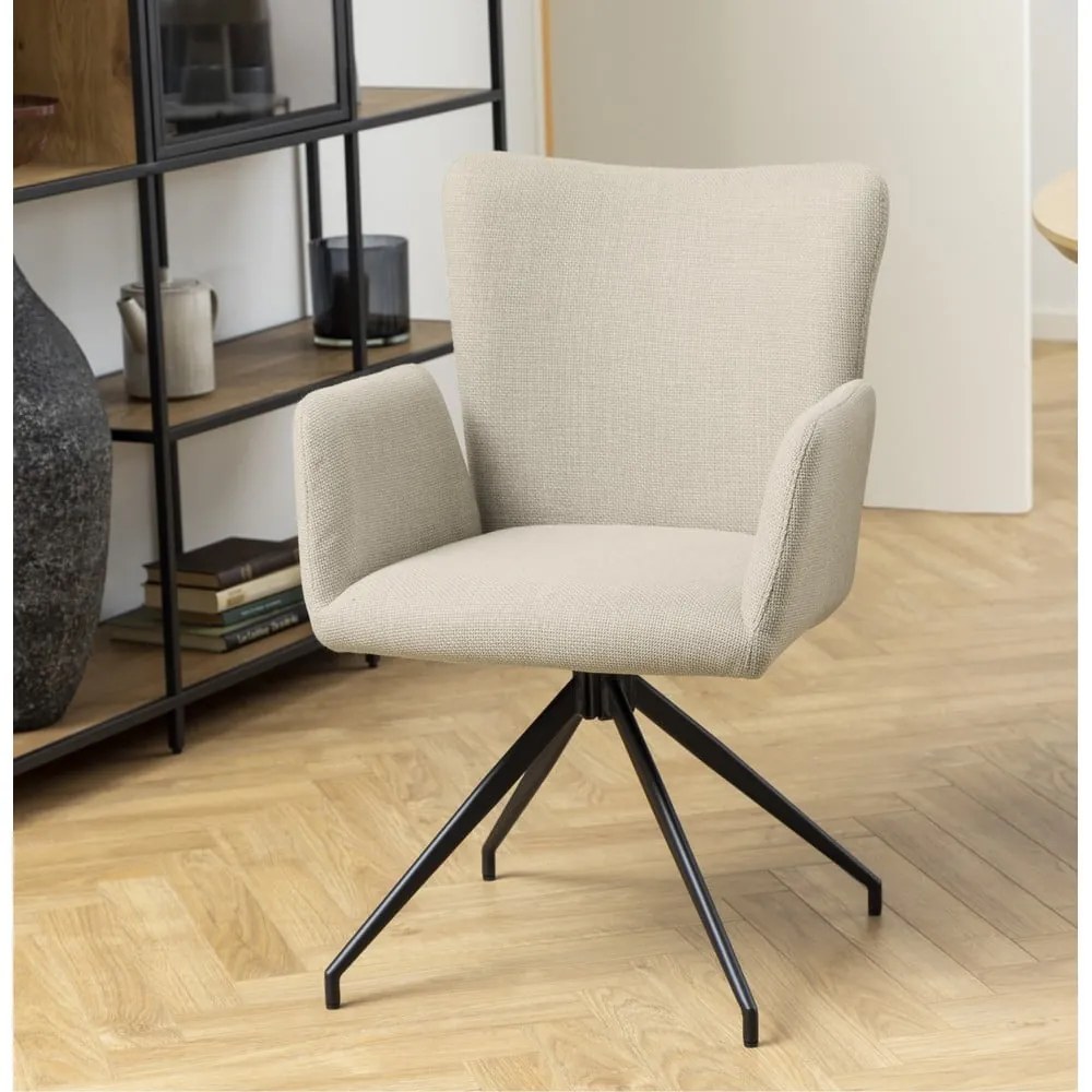 Бежови тапицирани трапезни столове в комплект с подлакътници 2 бр. Laura – Actona