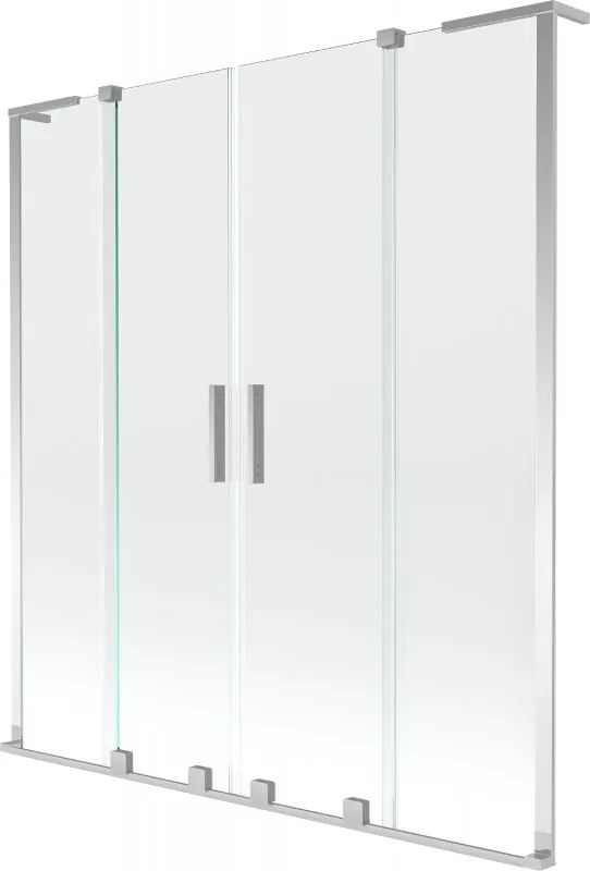Mexen Velar L Двоен плъзгащ параван за вана, 2-крилен, 140 x 150 см, прозрачен, хром - 896-140-003-02-01