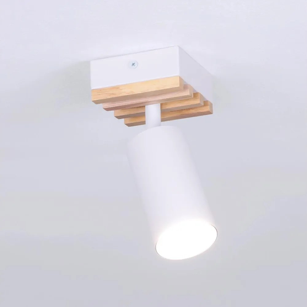 Brilagi - Точково осветително тяло SELE WOOD ACOUSTIC 1xGU10/30W/230V бяло/дърво