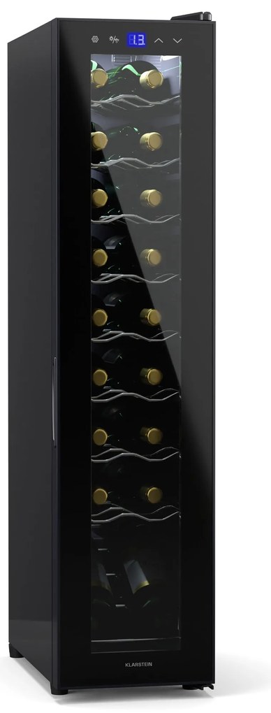 Klarstein Shiraz 18 Slim Uno, хладилник на вино, 18 бутилки, 5 - 18 °C, сензорно управление