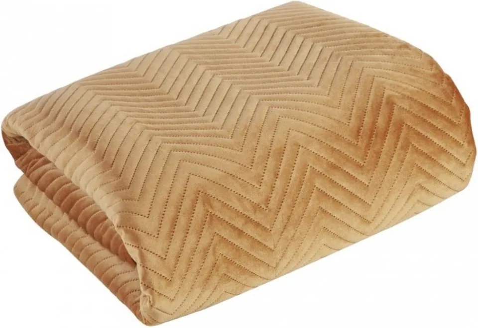 Кафява кадифена покривка за легло с геометрични шевове Ширина: 230 см | Дължина: 260 см