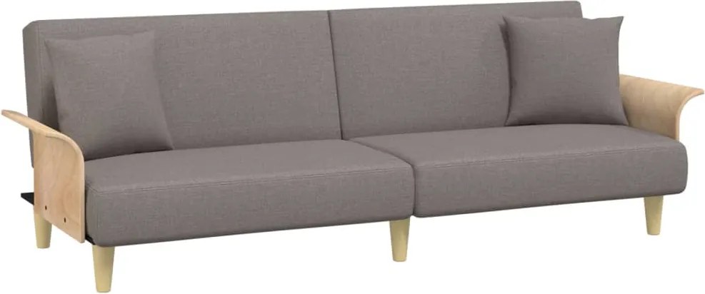 351848 vidaXL Разтегателен диван с подлакътници, таупе, плат