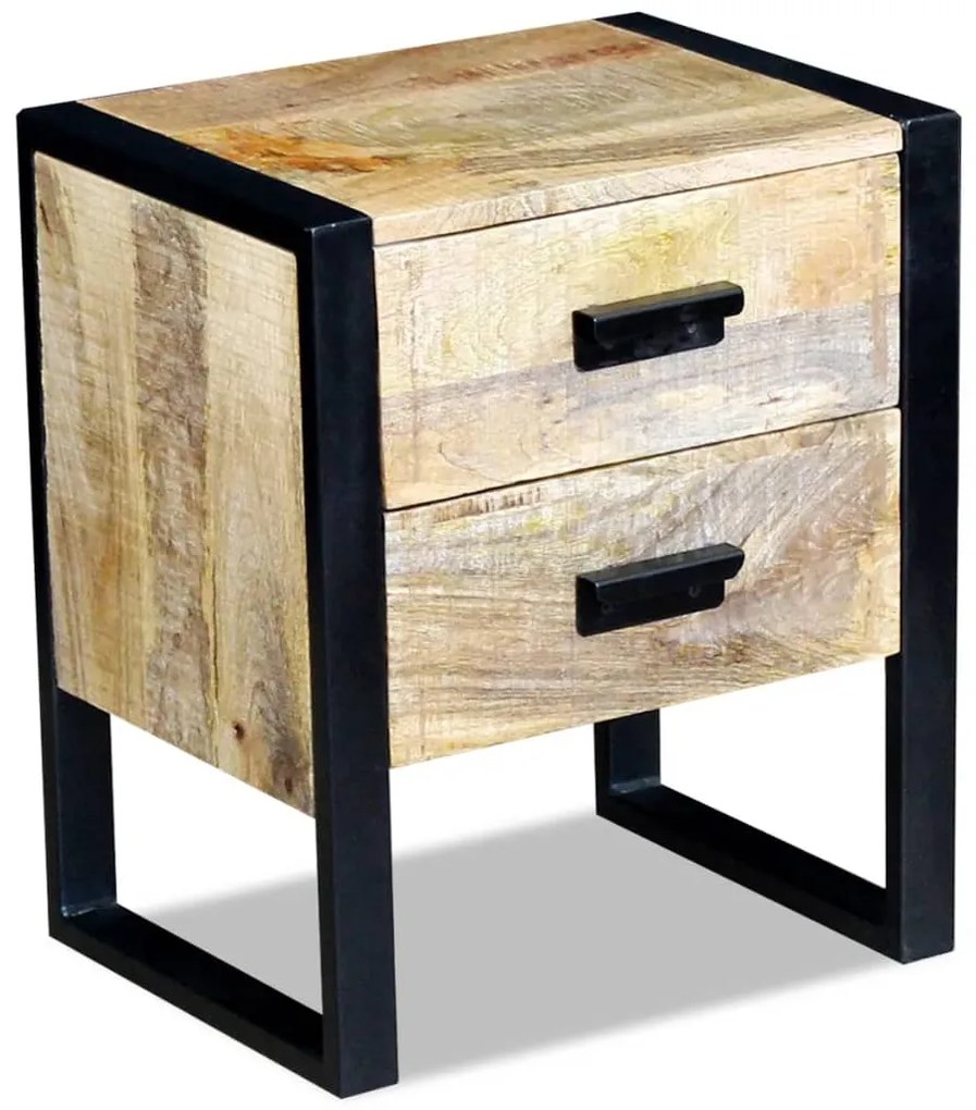 243298 vidaXL Странична маса с 2 чекмеджета, твърдо манго дърво 43x33x51 см
