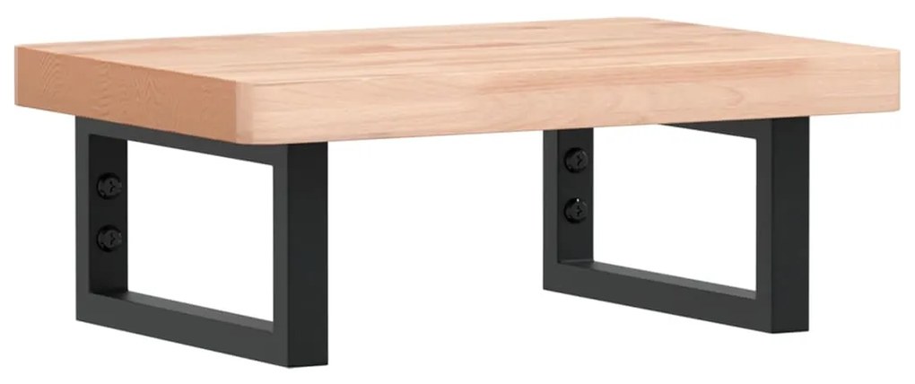 3302325 vidaXL Стенен рафт за мивка, стомана и масивно дърво бук