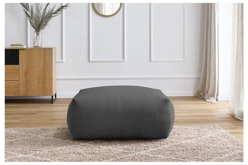 Тъмносива табуретка от рипсено кадифе Voltaire – Bobochic Paris