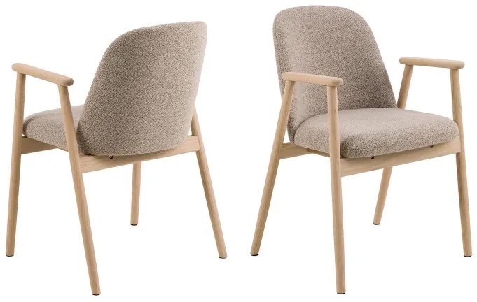 РОДЭРИЦ Ляттэ Бэигэ (тъкан Монза 60)/рамка от избелен омаслен дъб - ДЪРВЕН СТОЛ БУКЛЕ ЗА ВСЕКИДНЕВНА ТРАПЕЗАРИЯ КУХНЯ РЕТРО