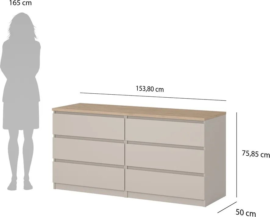 Кремав скрин 154x76x50 cm Naia – Tvilum