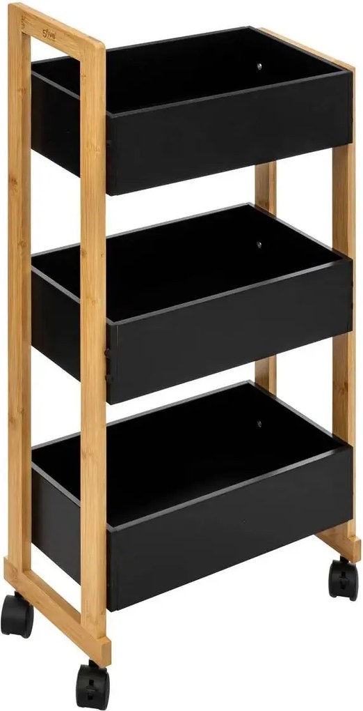 Етажерка на колела 5five Natureo, 3 нива - Бял