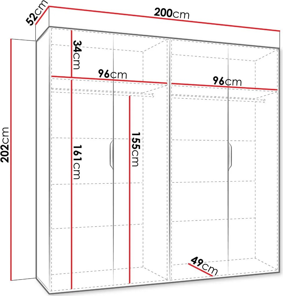 Гардероб Малага четирикрилен-Бял