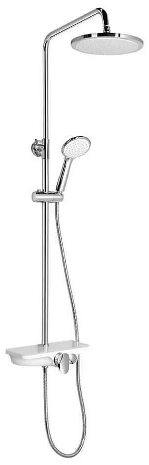Aqualine - Комплект за душ със смесител лъскав хром/бял