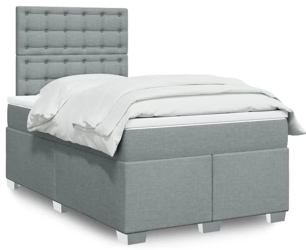 3292769 vidaXL Боксспринг легло с матрак, светлосиво, 120x200 см, плат