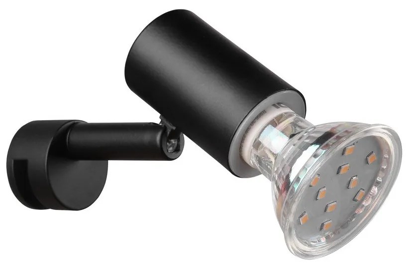 Матовочерна стенна лампа (дължина 10 см) Lorenzo - Trio