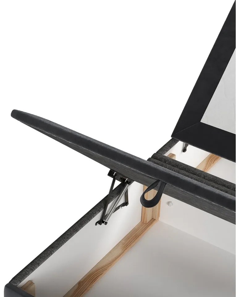 Антрацитно тапицирано двойно легло с място за съхранение 140x200 cm Tate – Maison de Rêve