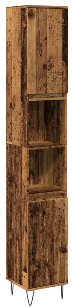 857199 vidaXL Шкаф за баня, старо дърво, 30x30x190 см, инженерно дърво