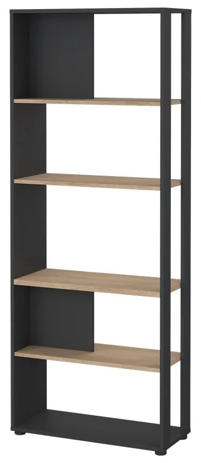 Етажерка за книги с дъбов декор в цвят антрацит-натурален 80x205 cm Sign - Tvilum