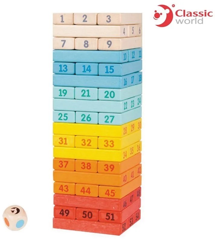 Classic world  -  Дървена ДЖЕНГА за деца - цветна