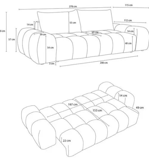 Тъмносив шенилов сгъваем/с място за съхранение диван 278 cm Everest – Bobochic Paris