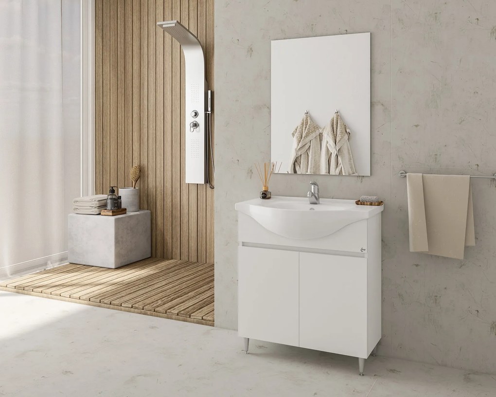 Комплект за баня Drop Alfa 85 Slim-Бял