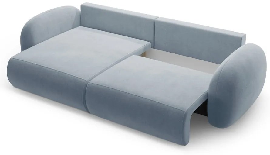 Сиво-син кадифен сгъваем/с място за съхранение ъглов диван Tonale – Cosmopolitan Design