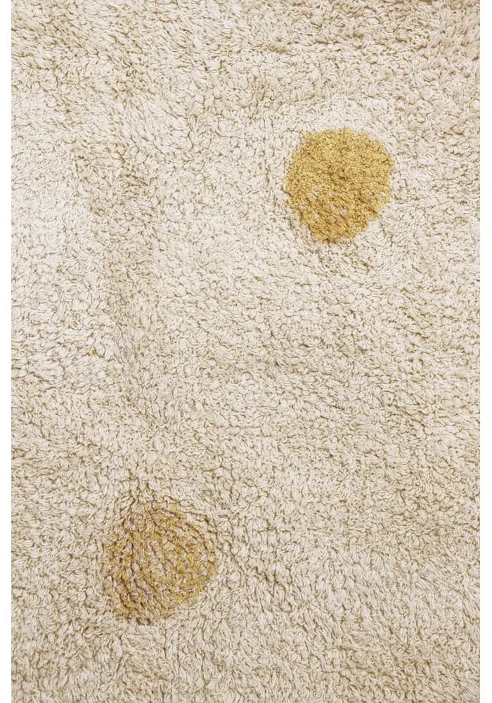 Ръчно изработен памучен детски килим подходящ за пране в цвят жълта охра и кремаво 120x160 cm Hippy Dots Honey – Lorena Canals