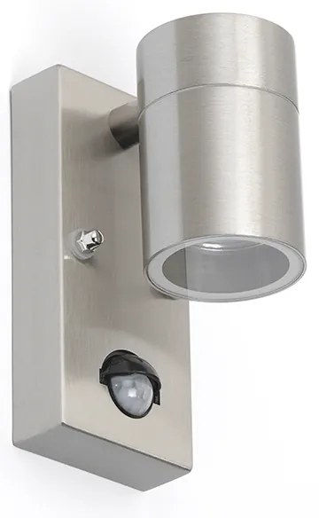 Външна стенна лампа стомана IP44 с датчик за движение - Solo