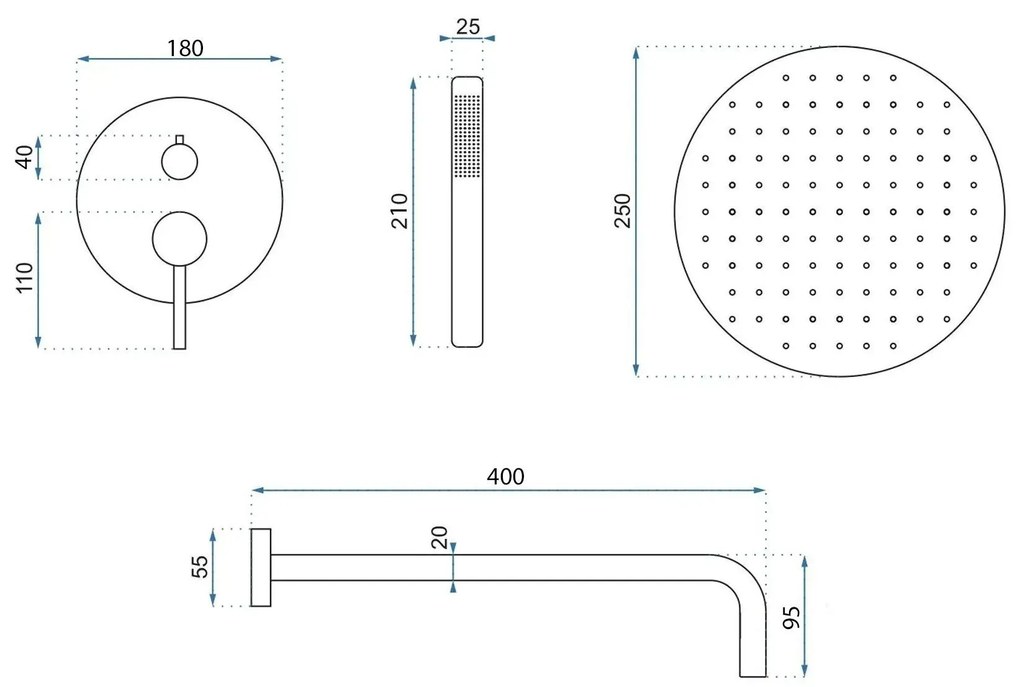Душ система за вграждане Rea Foss Clif Nickel Brush + BOX
