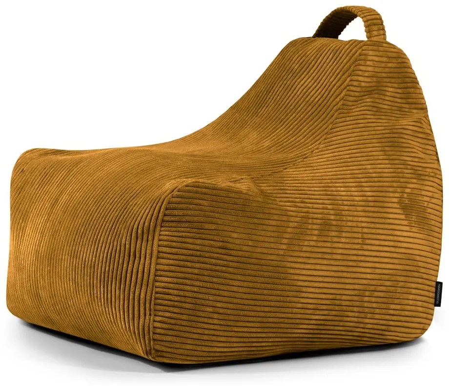 Детски пуф от рипсено кадифе в цвят горчица Game Amuse – SLOWDOWN