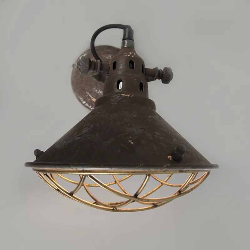 Винтидж стенна и таванна лампа кафява наклонена - Barrack